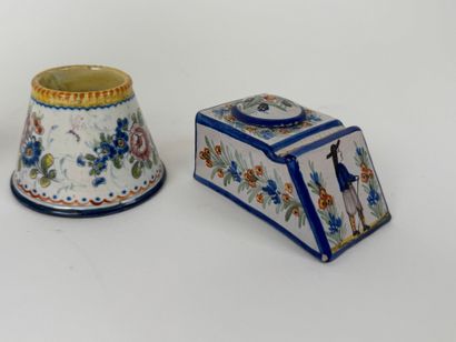 NEVERS and QUIMPER.
Covered pot, match holder...