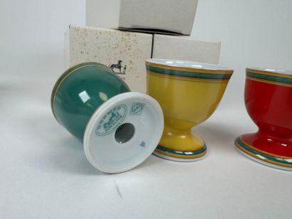 HERMES in Paris.
Three egg cups in polychrome...