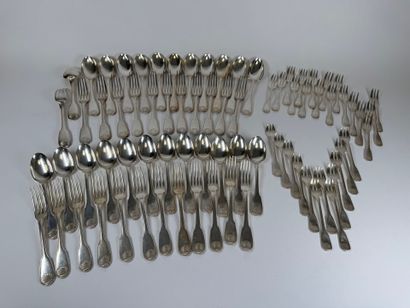 CHRISTOFLE.
Important set of silver-plated...