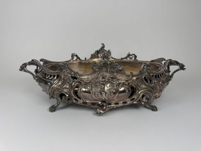 Large planter or centerpiece in silver-plated...