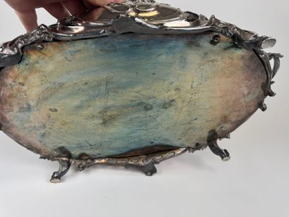 Large planter or centerpiece in silver-plated...