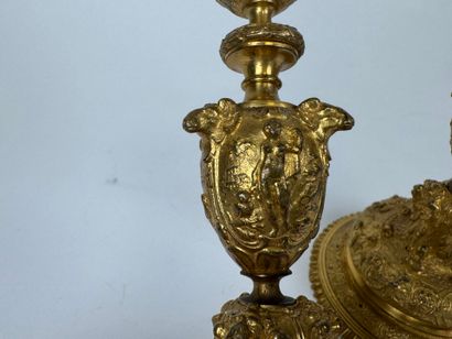 Pair of small ormolu torches decorated with...