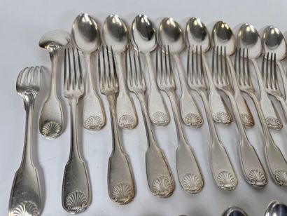 CHRISTOFLE.
Important set of silver-plated...