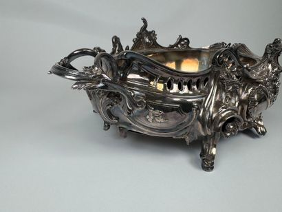 Large planter or centerpiece in silver-plated...