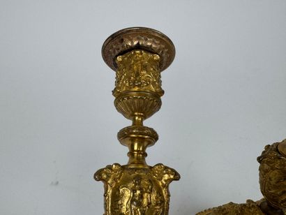 Pair of small ormolu torches decorated with...