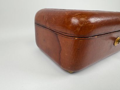 Leather-wrapped rectangular case, the lid...
