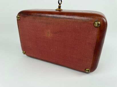 Leather-wrapped rectangular case, the lid...