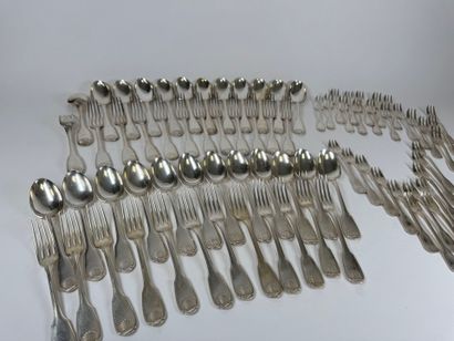CHRISTOFLE.
Important set of silver-plated...