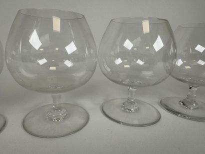 BACCARAT.
Set of 7 crystal cognac glasses.
Stamped.
H....