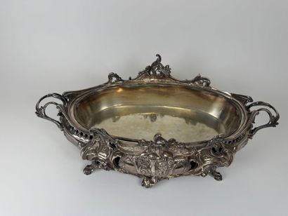 Large planter or centerpiece in silver-plated...