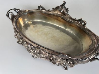 Large planter or centerpiece in silver-plated...