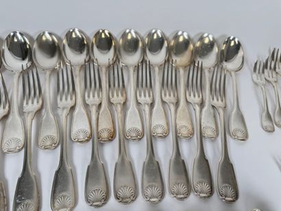 CHRISTOFLE.
Important set of silver-plated...