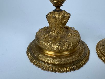 Pair of small ormolu torches decorated with...