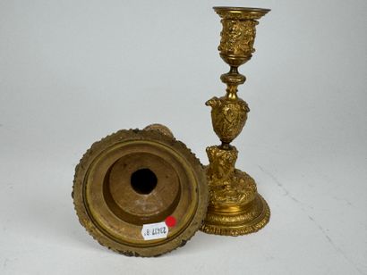 Pair of small ormolu torches decorated with...