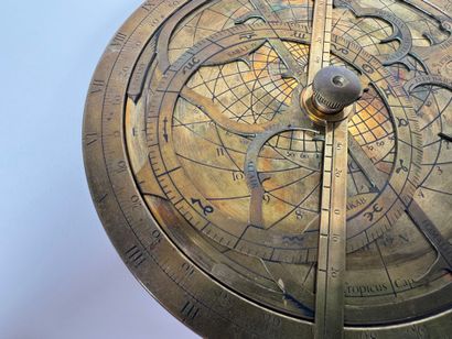 Brass and chased bronze planispheric ASTROLABE...