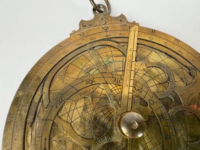 Brass and chased bronze planispheric ASTROLABE...