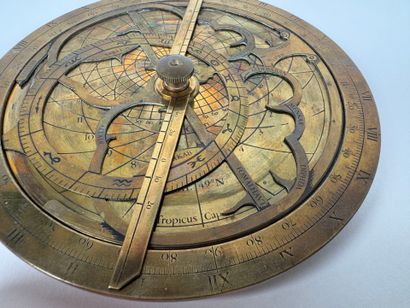 Brass and chased bronze planispheric ASTROLABE...