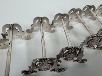 Suite of 12 silver-plated knife holders decorated...