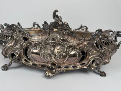 Large planter or centerpiece in silver-plated...