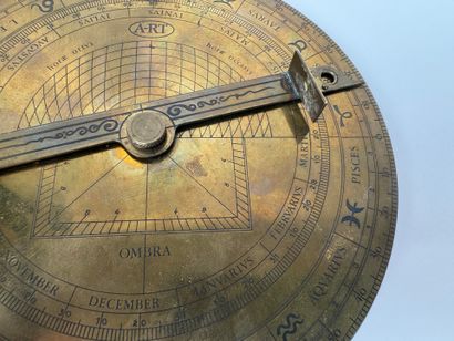 Brass and chased bronze planispheric ASTROLABE...