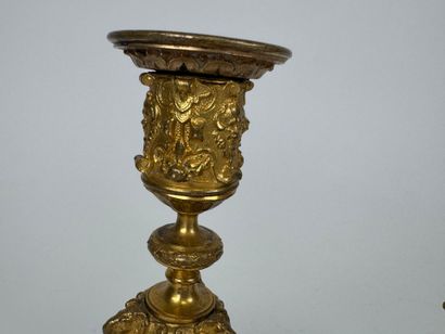 Pair of small ormolu torches decorated with...