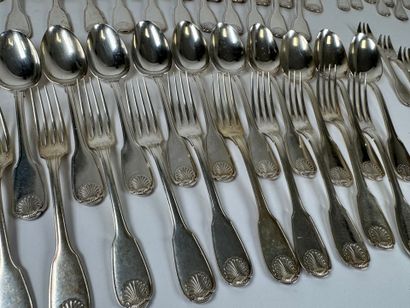 CHRISTOFLE.
Important set of silver-plated...