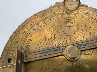 Brass and chased bronze planispheric ASTROLABE...