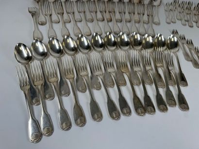 CHRISTOFLE.
Important set of silver-plated...