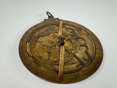 Brass and chased bronze planispheric ASTROLABE...