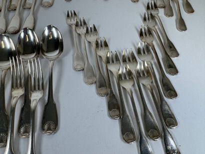 CHRISTOFLE.
Important set of silver-plated...