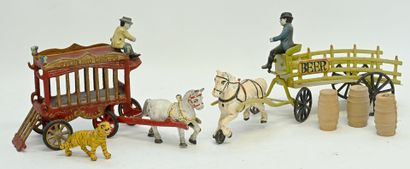 Two carriages in cast iron and wood, to be...