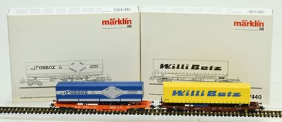MÄRKLIN,Ho,réf 47446 & 47440, 2 metal wagons,...