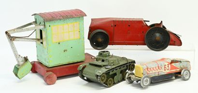 4 sheet-metal vehicles, various scales, as...