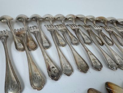CHRISTOFLE. Silver-plated menagère set, fillet...