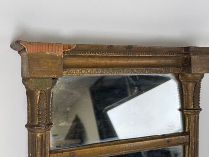 Small gilded wood trumeau mirror with detached...