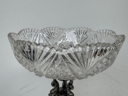 Tripod silver-plated metal bowl decorated...