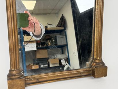 Small gilded wood trumeau mirror with detached...
