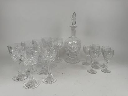 Set in cut crystal decorated with stylized...