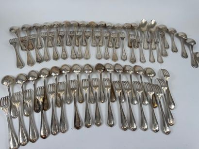 CHRISTOFLE. Silver-plated menagère set, fillet...