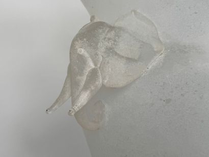 Blown and frosted glass vase on pedestal,...