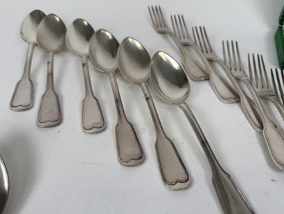Part of a silver-plated table set, net pattern,...