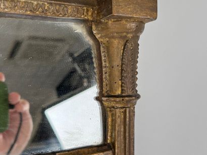 Small gilded wood trumeau mirror with detached...
