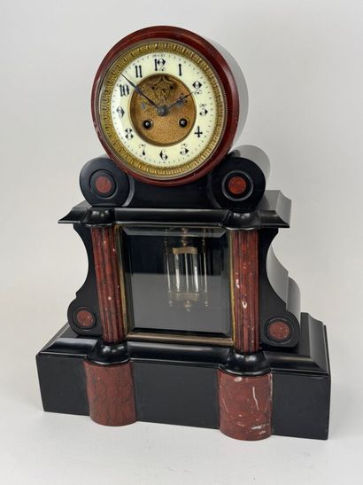 Black and polychrome marble clock featuring...