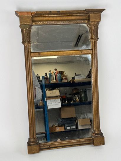Small gilded wood trumeau mirror with detached...