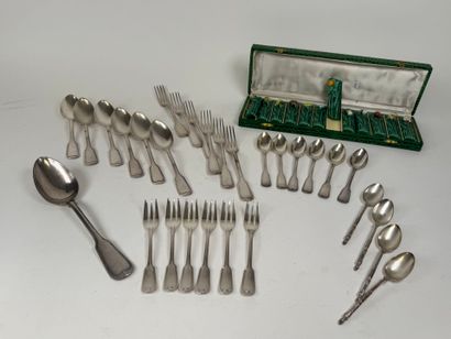 Part of a silver-plated table set, net pattern,...