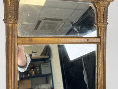 Small gilded wood trumeau mirror with detached...