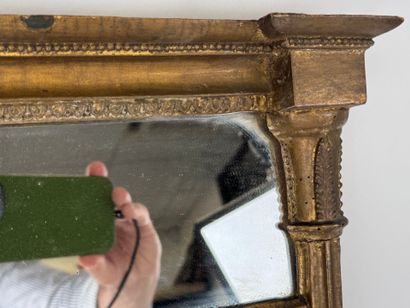 Small gilded wood trumeau mirror with detached...