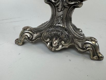 Tripod silver-plated metal bowl decorated...