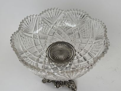 Tripod silver-plated metal bowl decorated...