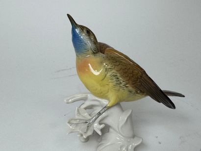 Karl ENS (1802-1865), Lark, polychrome porcelain...
